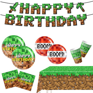 Paquete a Granel de Artículos para Fiestas Temáticas de Videojuegos de Dibujos Animados para Niños, Vasos y Platos de Papel Decorativos para Cumpleaños de Niños y Eventos Grupales - Product Image 1