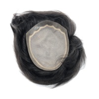 AU Durable Naturel Délié Mâle Perruques Système De Remplacement De Cheveux Humains Base De Soie Top Respirant Prothèse Capillaire Pour Hommes