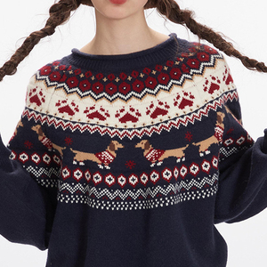 Pull rétro à blocs de couleurs pour couple, automne-hiver 2026, jacquard pour homme, pull ample et polyvalent, tricot chaud, pull pour femme - Product Image 4