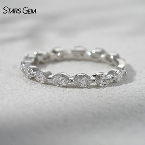 Bague unisexe vintage StarsGem en or massif 18 carats avec diamant de laboratoire DEF taille marquise 2,5*4 mm (1,23 carats au total) plaqué rhodium - Product Image 4