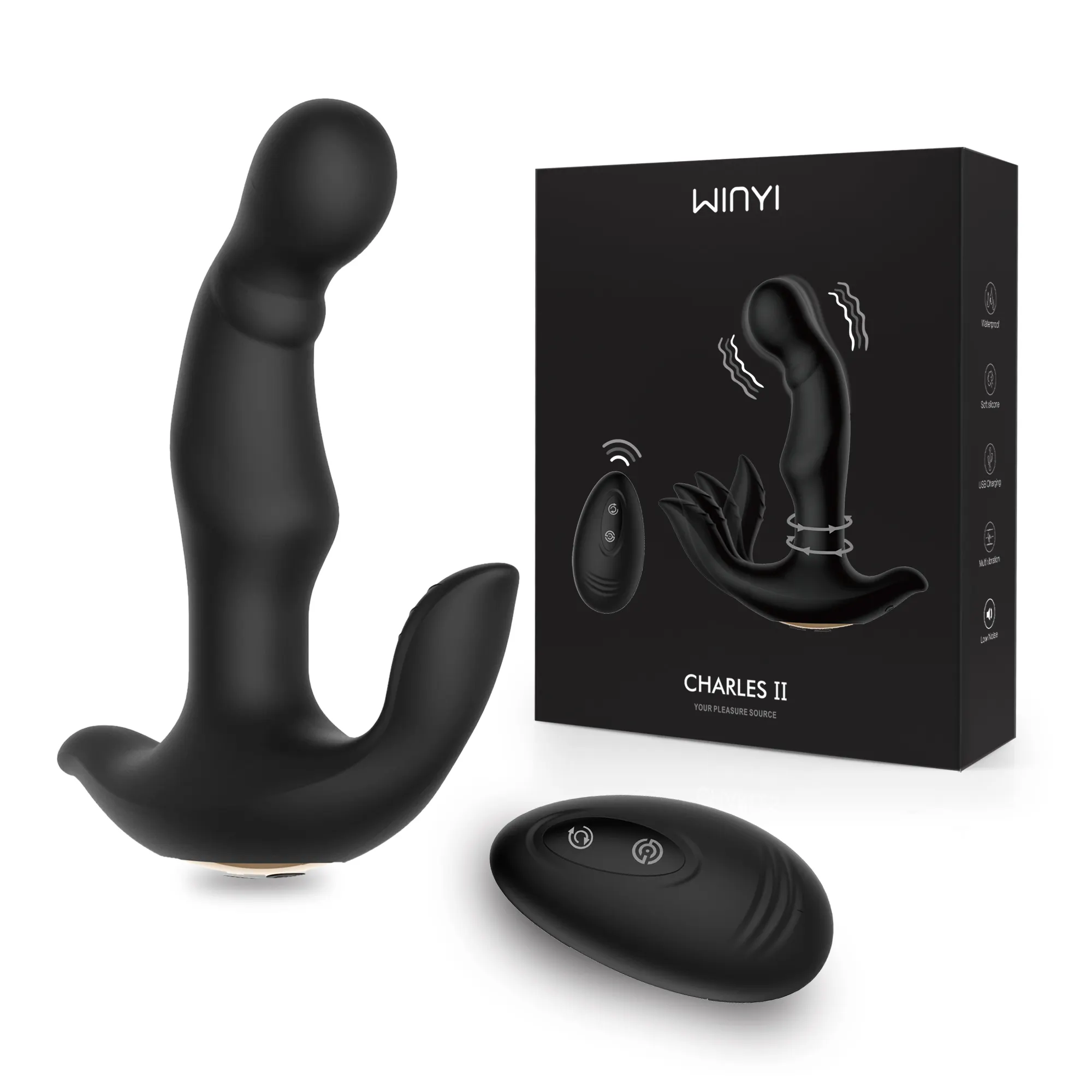 WINYI grosir mainan Anal bergetar Silent berputar vibrator listrik pengendali jarak jauh Massageador De Prata prostat Anal steker