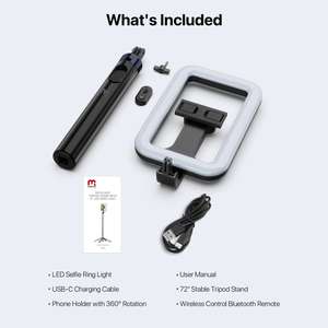 MYBAT PRO Selfie Ring Light with 72" <b>Tripod</b> Stand Extendable Selfie Stick with Light for Phone, Live Streaming, , <b>Travel</b>,Video - Product Image 2