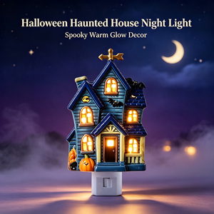 Plastic Haunted House Middle Warm White LED Plug Night <b>Light</b> Halloween Decoration Wall <b>Socket</b> OEM Customized Wholesale Sample - Product Image 1