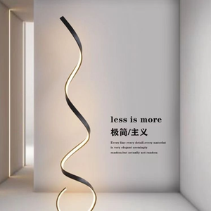 Lampe sur pied incurvée minimaliste moderne en aluminium LED pour salon, chambre à coucher, éclairage d'ambiance - Product Image 4