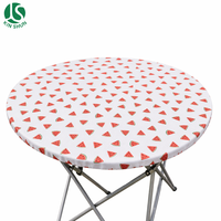 Nappe de table ronde ajustée en PEVA motif pastèque, avec dos en flanelle, imperméable, bord élastique, pour camping, barbecue, pique-nique, facile à nettoyer, réutilisable
