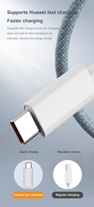 1M nylon Áo khoác USB-C Cáp dữ liệu nhanh 6A sạc cho Huawei 5A sạc cho iPhone cho điện thoại di động <span class=keywords><strong>Android</strong></span> - Product Image 6