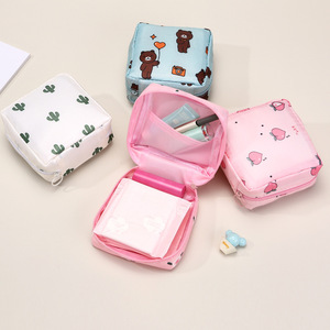 Portable Cartoon Nylon Sanitary Napkin Storage Bag Mini Cosmetic Case For Outdoor Use - Product Image 4