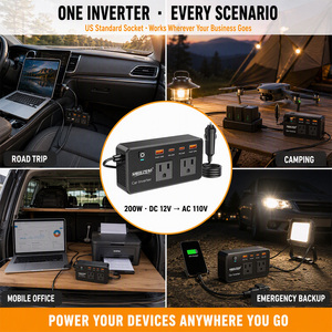 <span class=keywords><strong>Inverter</strong></span> di Potenza per Auto da 12V <span class=keywords><strong>a</strong></span> 110V 200W con 4 Porte USB PD QC3.0, Adattatore per Auto da <span class=keywords><strong>12</strong></span> <span class=keywords><strong>Volt</strong></span> DC <span class=keywords><strong>a</strong></span> AC - Product Image 6