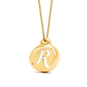 Collana con ciondolo a forma di lettera R in acciaio inossidabile, 1,9 cm, monofacciale, gioielleria raffinata - Product Image 1
