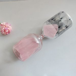 Vente en gros <span class=keywords><strong>sablier</strong></span> moderne en verre fait à la main cylindre rose <span class=keywords><strong>sablier</strong></span> décalcomanie conception usine vente directe pour cadeau de décoration de table - Product Image 2