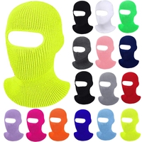 Cagoule tricotée chaude d'hiver à un trou, couleur néon, pour le ski, bonnet amusant à un trou pour casque