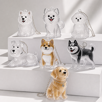 Porte-clés souvenir pour poils d'animaux, design animalier de dessin animé, boîte de rangement pour poils de chat et de chien, capsule transparente, pendentif de sac de jouets pour les festivals