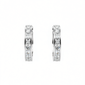 Orecchini a Cerchio in Argento 925 Bianco Champagne con Cristalli e Strass, Gioielli Classici da Donna per Uso Quotidiano - Product Image 1