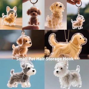 Transparente Acryl Rechteck Form Hunde haar Aufbewahrung sbox Staub dichte Tierhaar Sammlung Cartoon Schlüssel bund Kunststoff Material Haustier - Product Image 3