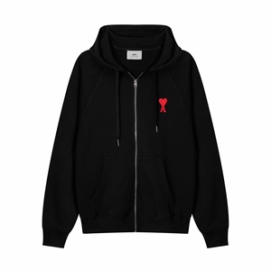 Felpa con Cappuccio AMI per Uomo, Alta Qualità in Puro Cotone, Modello Unisex con Zip, Pullover Sportivo con Cerniera - Product Image 4
