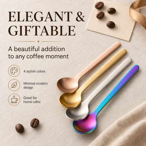 Lot de cuillères modernes en acier inoxydable 304, finition satinée, argent et or, pour café, dessert et glace - Product Image 5