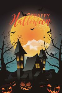 Bandera de Jardín de Poliéster Personalizada para Halloween al por Mayor, Fondo de Castillo de Calabazas Espeluznante para Decoración de Fiestas de Casas Encantadas al Aire Libre - Product Image 3