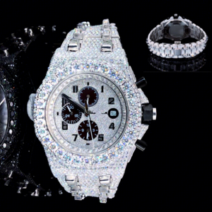 Reloj de Diamantes Moissanite VVS Más Vendido, Totalmente Cubierto de Diamantes, Movimiento de Cuarzo, Correa de Acero Inoxidable, Resistencia al Agua de 10 Bares, Esfera India - Product Image 1