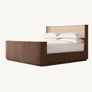 Lit mural moderne de luxe, taille Queen ou King, en bois massif, avec plateforme extensible, tête de lit et pied de lit - Product Image 4