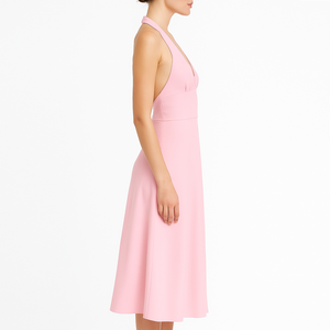 Abito Midi da <span class=keywords><strong>Donna</strong></span> Personalizzato di Alta Qualità, Casual e Classico, Senza Maniche, con Collo Halter, Scollo a V Profondo e Schiena Scoperta - Product Image 2