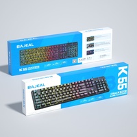 Clavier de jeu mécanique filaire USB BAJEAL ergonomique 104 touches avec rétroéclairage LED RGB, fonctionnement à membrane, étanche, en plastique, 12 postes de travail