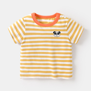 T-shirt d'été en coton polychrome à rayures pour enfants, vente en gros, provenant d'un fournisseur chinois - Product Image 1