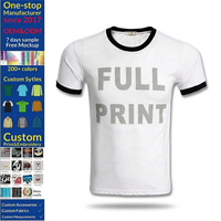 T-shirts Ringer pour Hommes 100% Coton Jersey, Style Chinois, Imprimés Sérigraphiés, Écologiques, Manches Courtes, Personnalisables en Gros