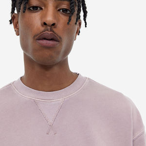 Venta al por mayor holgada hombres casual sudadera redonda sudadera tops blusa sólida manga larga casual cuello hombro caído sudadera - Product Image 2