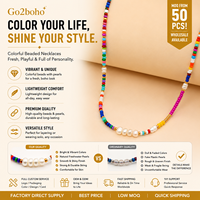 Go2boho Collier Bohème d'Été Coloré avec Perles d'Eau Douce pour Femme, Bijoux de Mode Faits à la Main, Accessoires Boho, Collier de Perles Miyuki