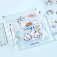 Porte-documents A4 pour filles, pour documents, kawaii, fournitures scolaires mignonnes, sac de rangement en PP avec fermeture éclair