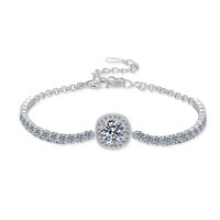Bracelet en moissanite pour femme Camikala, couleur D, VVS1, forme carrée, perles coulissantes, argent sterling 925, 5g, certifié GRA, tendance