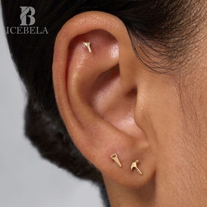 Boucles d'oreilles clous uniques et simples en argent <span class=keywords><strong>sterling</strong></span> S925 avec motif micro-<span class=keywords><strong>scie</strong></span> pour femme - Product Image 2
