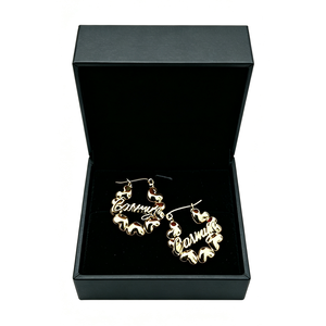 <span class=keywords><strong>Orecchini</strong></span> a Cerchio UWIN 22mm con Cuore in Bambù e Targhetta Iniziale, Graziosi <span class=keywords><strong>Orecchini</strong></span> per Bambine, Placcati in Oro PVD, Regalo Speciale per Ragazze - Product Image 5