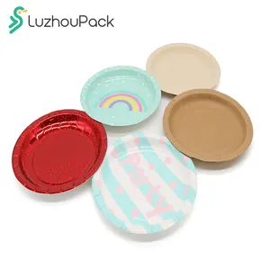 LuzhouPack plateaux de service en or sans danger pour les aliments plateau à biscuits Rectangle jetable plat de service en carton en papier robuste pour le Dessert