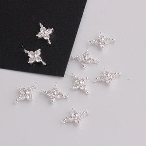 Charme tendance en or 14 carats plaqué zirconium, trèfle à quatre feuilles porte-bonheur, pendentif connecteur <span class=keywords><strong>pour</strong></span> la <span class=keywords><strong>fabrication</strong></span> de <span class=keywords><strong>bijoux</strong></span> DIY, bracelet, collier, boucles d'oreilles - Product Image 2