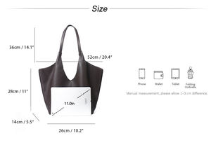 Sac fourre-tout minimaliste <span class=keywords><strong>en</strong></span> cuir véritable pour femme, grande capacité, sac à bandoulière avec pochette intérieure, sac hobo <span class=keywords><strong>en</strong></span> cuir de vachette pleine fleur - Product Image 6