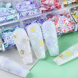 12 grilles holographique lumière Pastel fleur de prunier Nail Art paillettes <span class=keywords><strong>Macaron</strong></span> 4mm flocons de fleurs scintillants <span class=keywords><strong>pour</strong></span> la décoration d'art des <span class=keywords><strong>ongles</strong></span> - Product Image 1