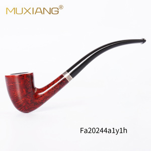 Muxiang Briarwood Smoking Pipe Bent Type Red Flame Finish 3mm Mouthpiece Tobacco Pipe For Men - Product Image 1