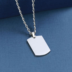 Benutzer definierte gravierte Logo DIY Edelstahl Halskette Anhänger personal isierte quadratische Form leere Hund Name ID Halskette für Hund Haustier - Product Image 5
