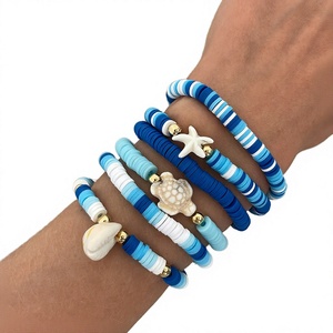 Bohemian Animal <b>Beaded</b> <b>Bracelets</b> Set Blue White Resin Shell Starfish Turtle Charm Women <b>Men</b> Gift Fashion Jewelry Accessories - Product Image 2
