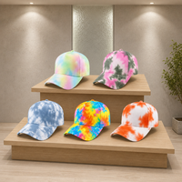 Casquette de baseball 5 panneaux en sergé tie-dye tendance avec visière incurvée, œillets latéraux et boucle métallique réglable – Idéale pour un usage formel ou décontracté en extérieur