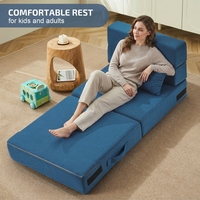Canapé-lit pliant avec oreiller-Canapé convertible au sol et matelas de couchage, canapé pliable en mousse pour le salon bleu marine