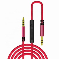 Câble audio 1m 3,5 mm mâle vers mâle avec contrôle du volume du microphone Casque pour haut-parleur de voiture Vidéo et prise microphone Câble auxiliaire 3,5 mm
