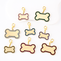 Ywyougang – Plaque d'identification pour animaux de compagnie en acier inoxydable en forme d'os, avec bordure émaillée scintillante, attache mousqueton en alliage, gravure laser DIY, cadeau