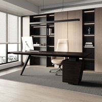 Bureau de direction moderne italien haut de gamme en bois avec rangement buffet pour usage domestique