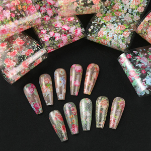 10 Rotoli <span class=keywords><strong>di</strong></span> Carta Transfer per Nail Art Estiva con Motivi Floreali, Rose e Cielo Stellato, Adesivi Decorativi per Manicure da Salone - Product Image 4