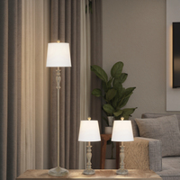 Lot de 3 lampes de table et de sol modernes à LED avec finition en bois peint à la main Lampes intelligentes pour la maison pour le salon de style traditionnel