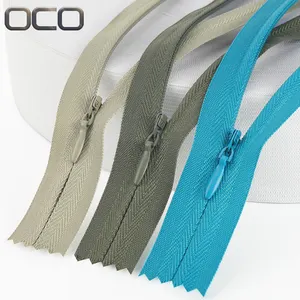 OCO Großhandel 32-Farben verdeckter Reißverschluss 3 # geschlossener Ende unsichtbarer Reißverschluss Lager nylon unsichtbare Reißverschlüsse zum Nähen von Kleidungsstücken verdeckter Reißverschluss