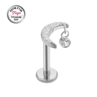 ASTM F136 Titanium Horse-eye Zircon Fine Dangle Earrings Moon Pendant Body Piercing Jewelry G23 Ear Cartilage Helix Stud Labret