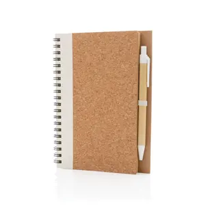 Cuaderno espiral de corcho con bolígrafo, merchandising sostenible - Product Image 2